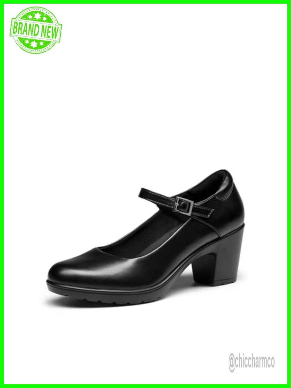 Mary Jane Arch Support Block Heel Pumps PU Leather Work Shoes